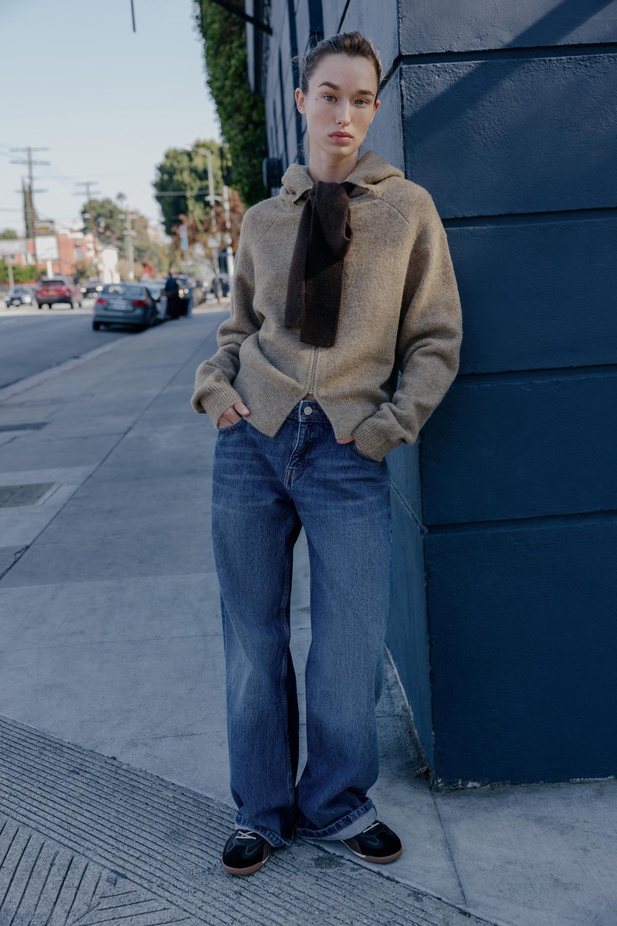 Cardigan-Hoodie mit Schleifenakzent