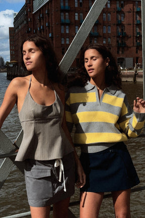 Striped Knit Polo Shirt