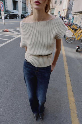 ASYMMETRIC WOOL TOP WITH BELT - Image 6