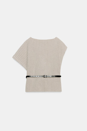 ASYMMETRIC WOOL TOP WITH BELT - Image 7