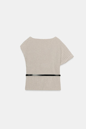 ASYMMETRIC WOOL TOP WITH BELT - Image 8