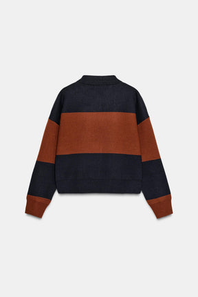 Striped Knit Polo Shirt