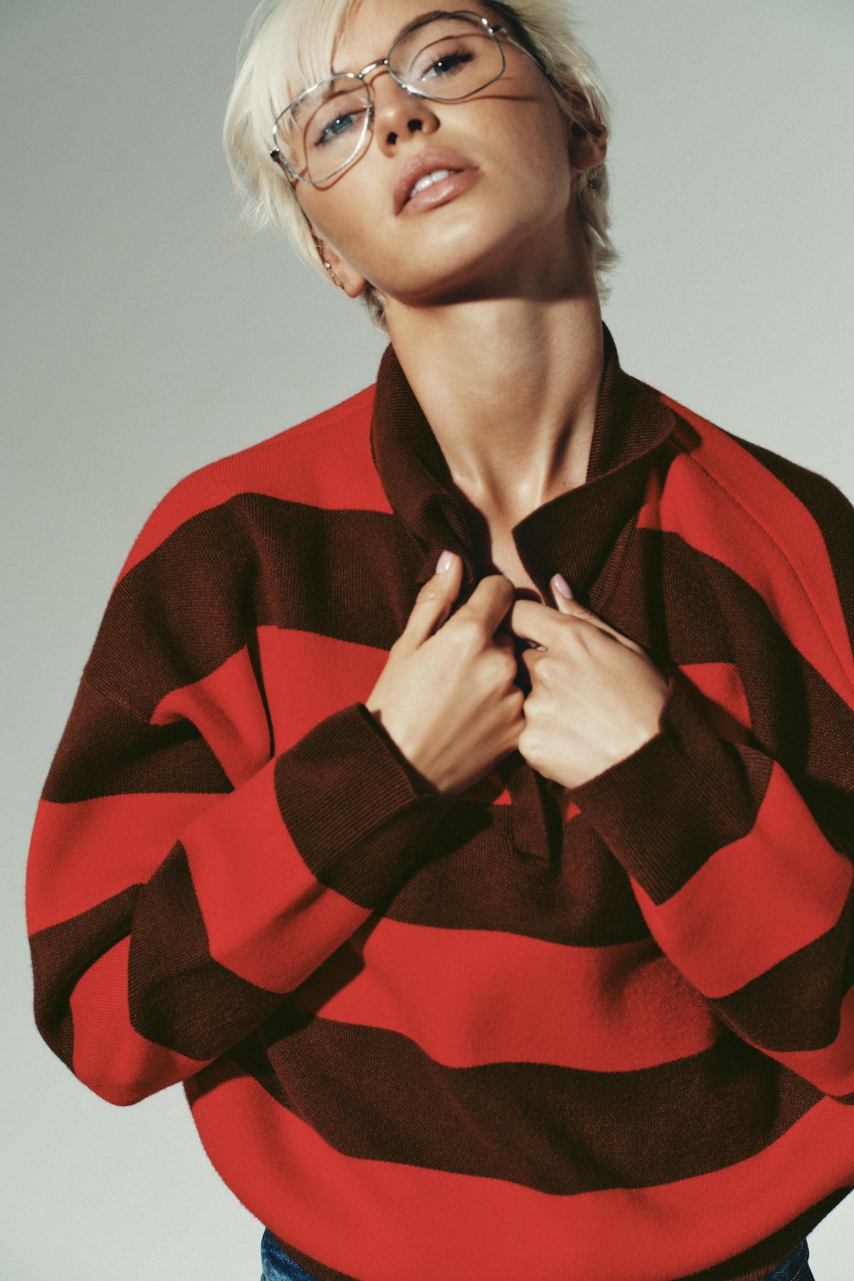 Gestreiftes Strickpolohemd