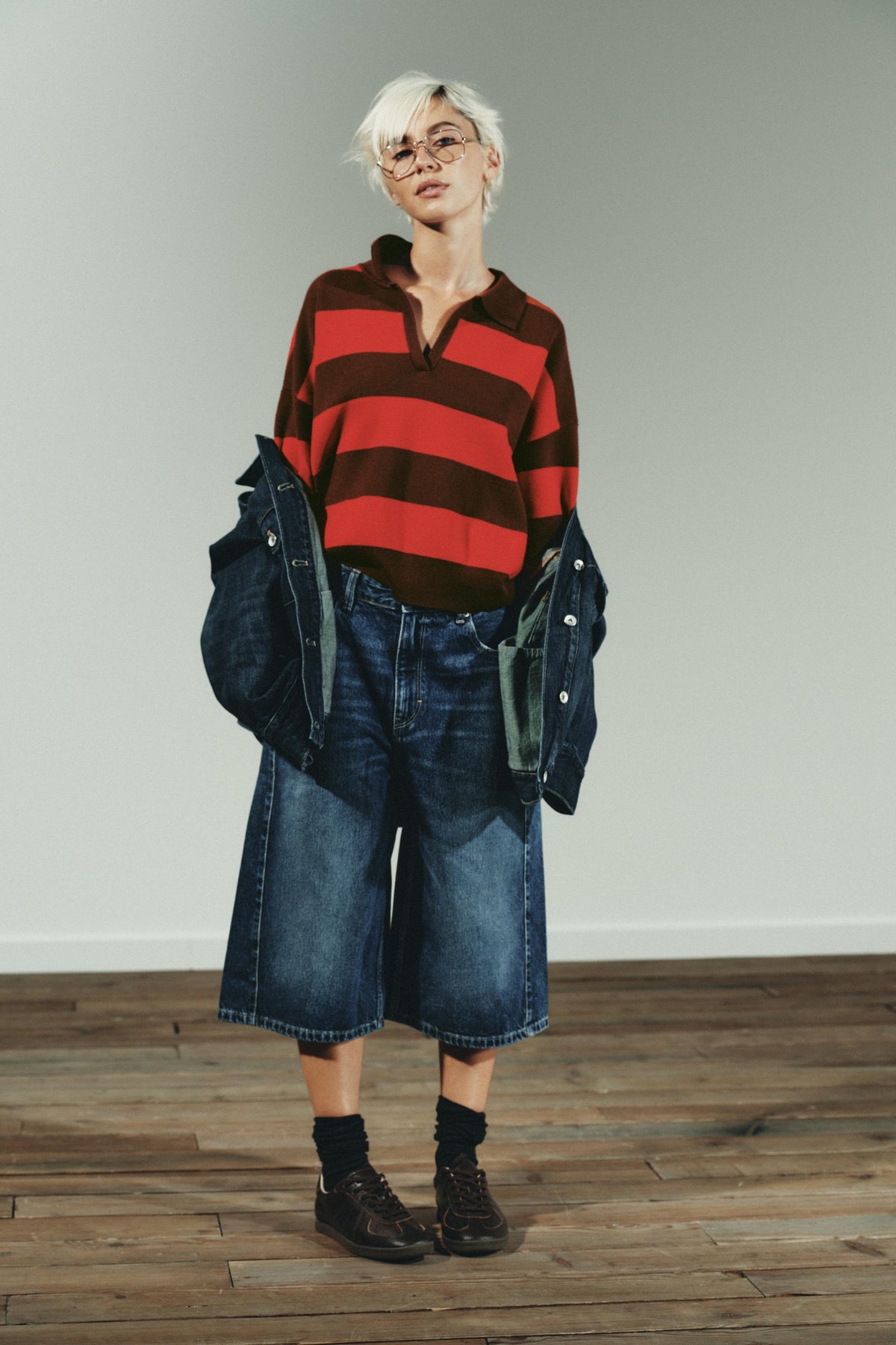 Gestreiftes Strickpolohemd