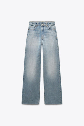 Wide-leg high-waist jeans