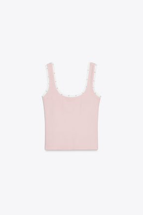 FAUX PEARL STRETCH TOP
