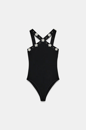 STRETCH-BODY MIT BLUMENMUSTER