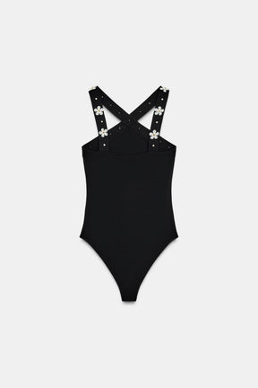 STRETCH-BODY MIT BLUMENMUSTER