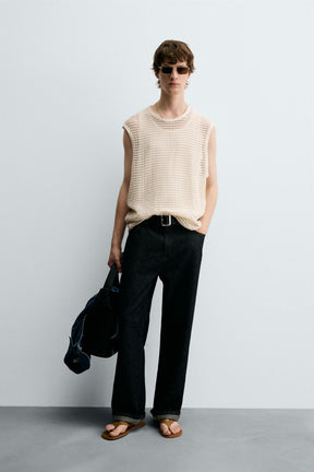 CROCHET TEXTURED T-SHIRT - Image 1