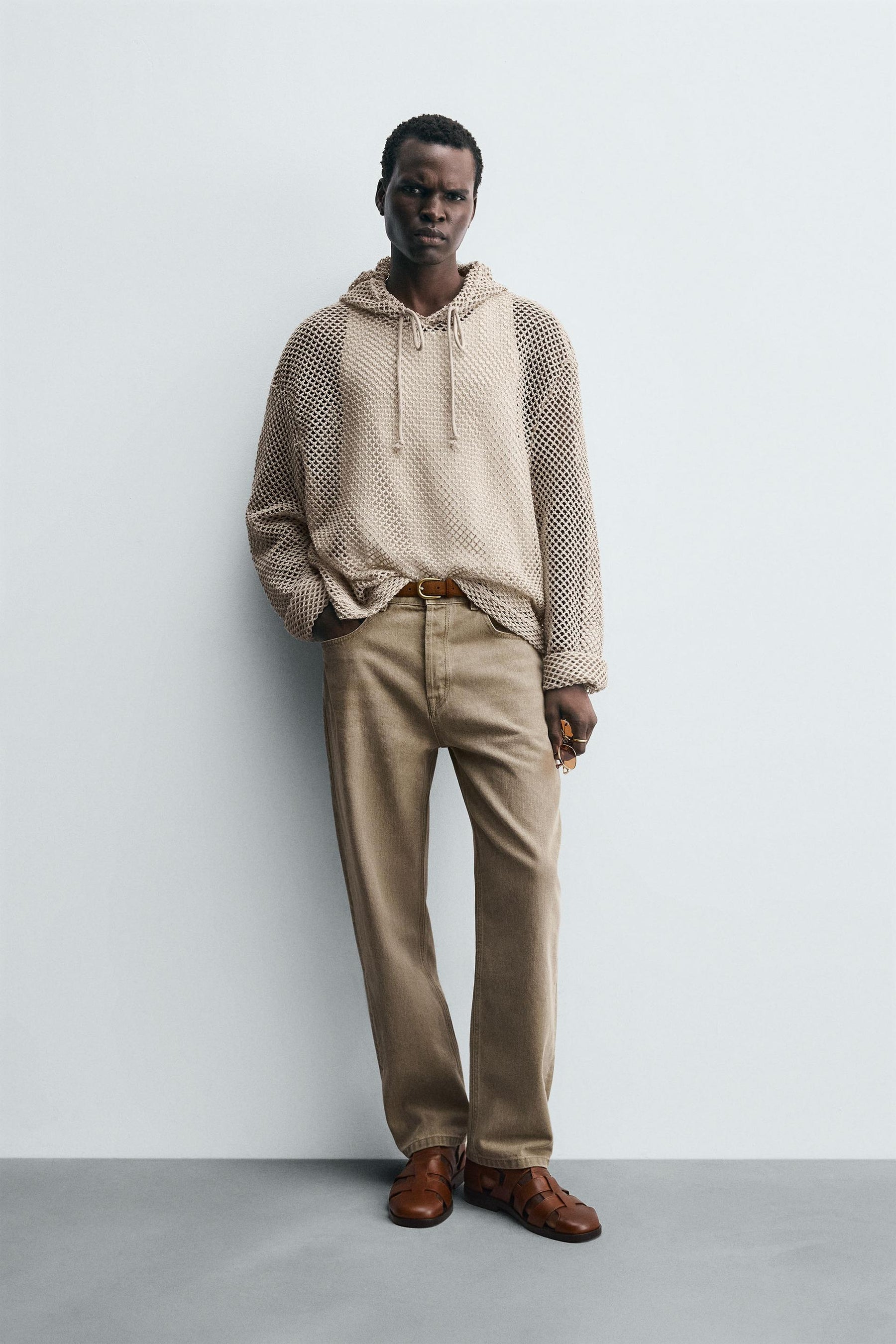 CROCHET TEXTURED SWEATSHIRT - Image 1