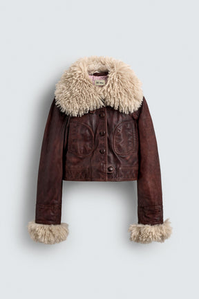Lederjacke mit Schaffell