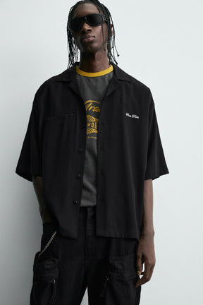 EMBROIDERED TEXT FLOWING SHIRT - Image 6