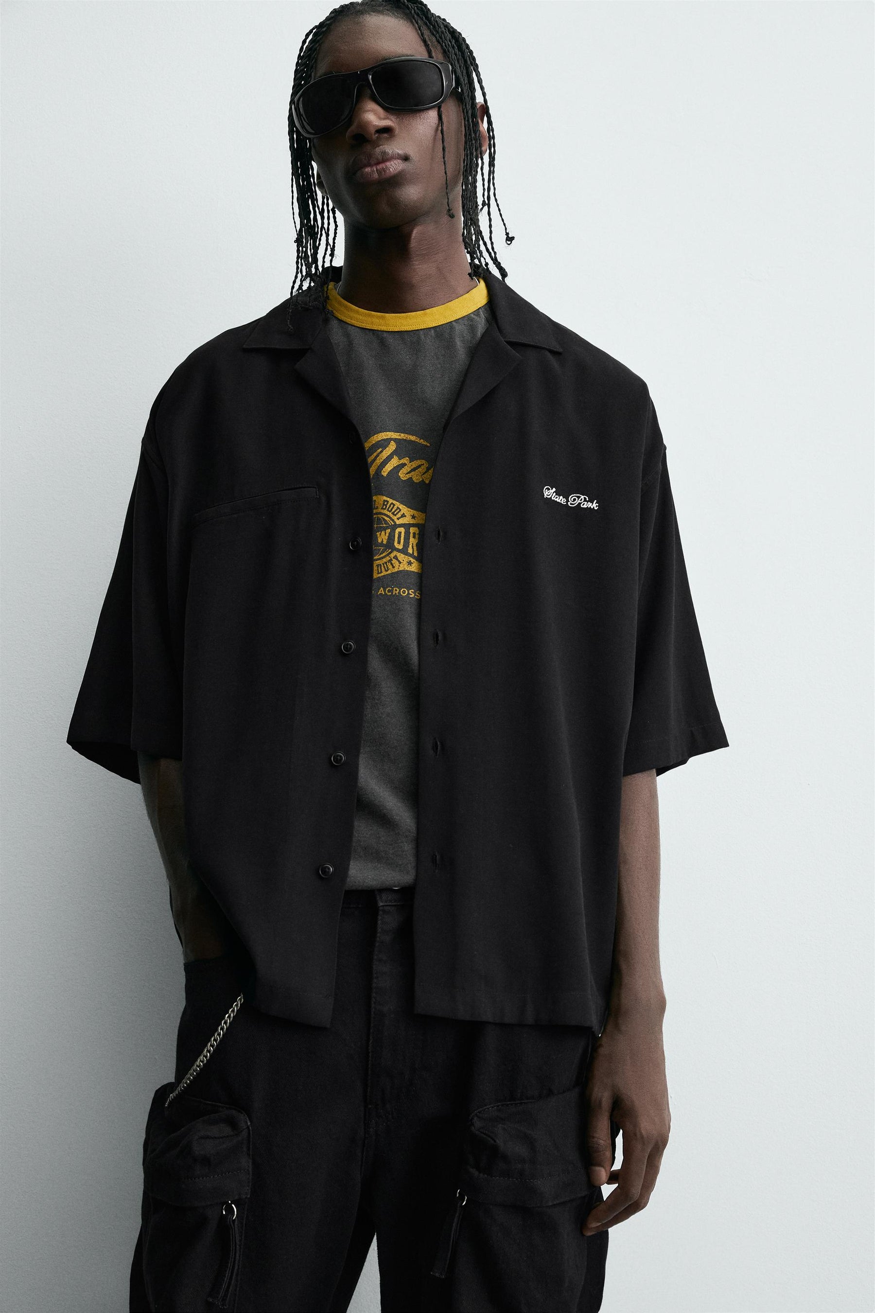 EMBROIDERED TEXT FLOWING SHIRT - Image 6