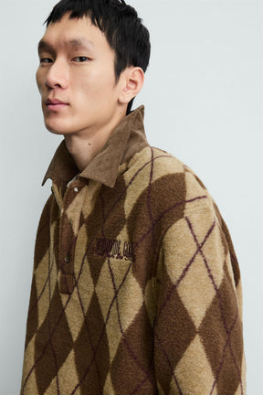 DIAMOND JACQUARD TEXTURED POLO SHIRT - Image 6