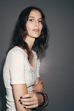 Ribbed Lace T-Shirt
