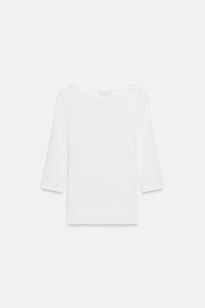 COTTON BOAT NECK SHIRT