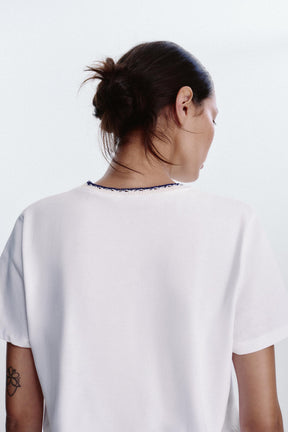 CHUNKY KNIT SLOGAN T-SHIRT