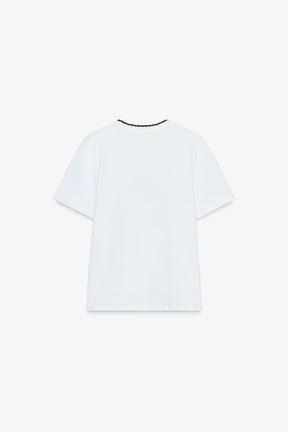 CHUNKY KNIT SLOGAN T-SHIRT