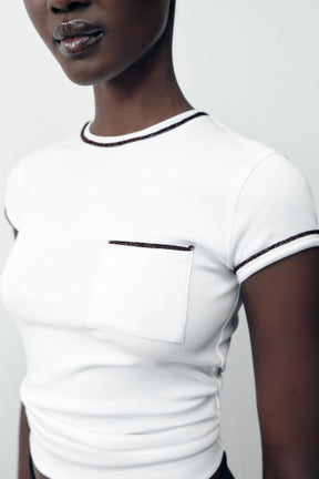 T-Shirt mit Metallic-Fadenbesatz