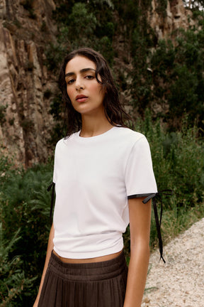 Contrast Bow T-Shirt