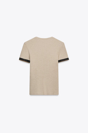 METALLIC KNIT T-SHIRT