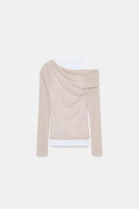 Layered-effect asymmetric t-shirt