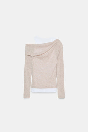 Layered-effect asymmetric t-shirt
