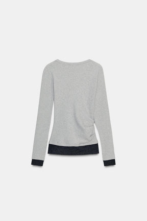 Draped Mock-Layer T-Shirt