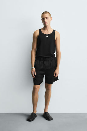 RELAXED FIT SATIN BERMUDA SHORTS - Image 1