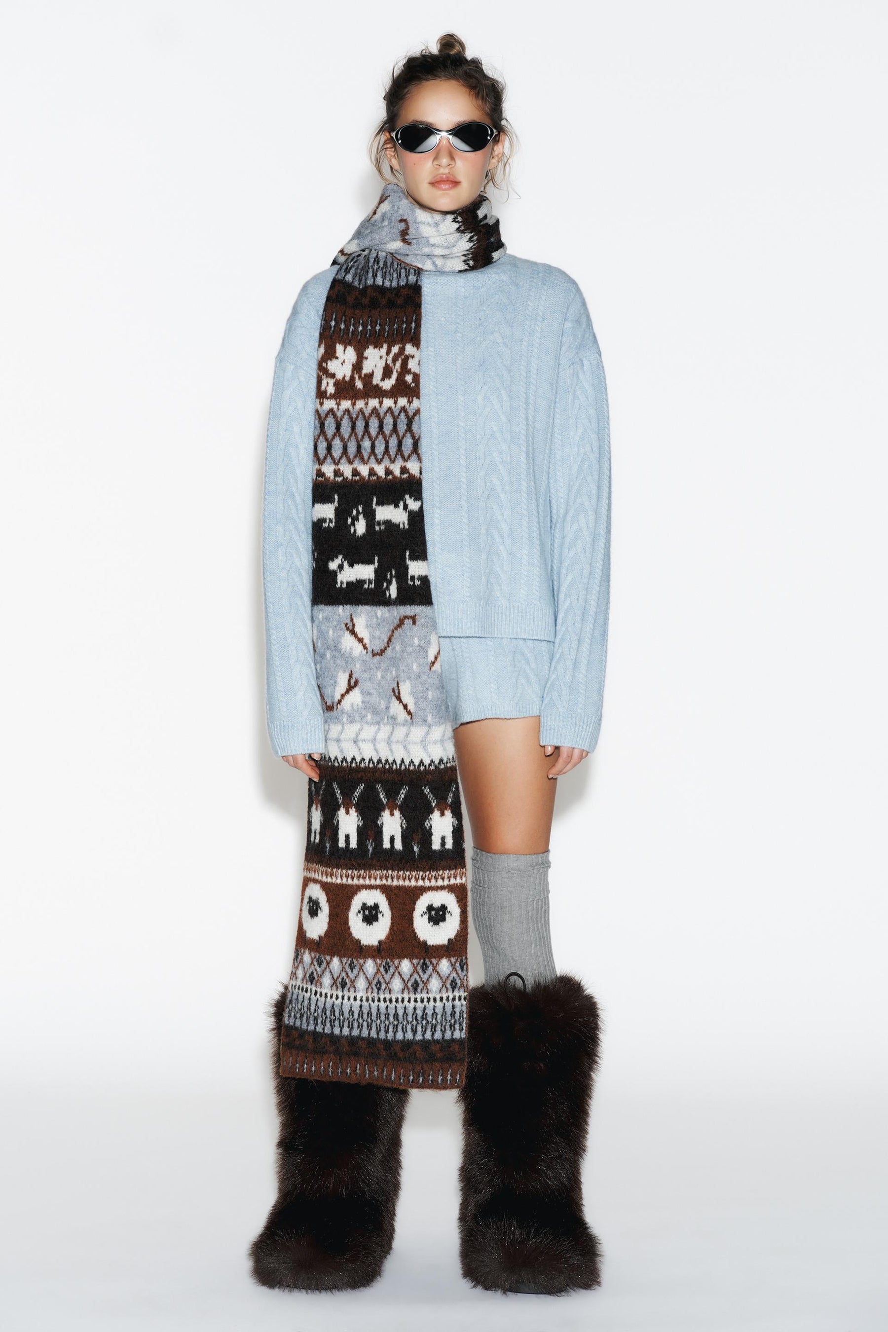 Wool Cable Knit Shorts