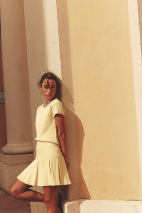 PLEATED KNIT MINI SKIRT - Image 1