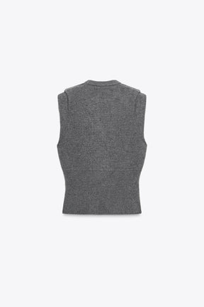 WOOL BLEND WAISTCOAT WITH SHOULDER PLEATS - Image 3