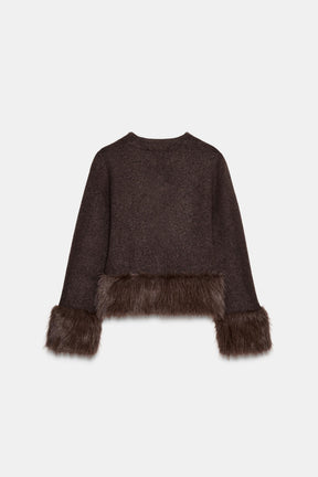 Strickjacke aus Kunstpelz
