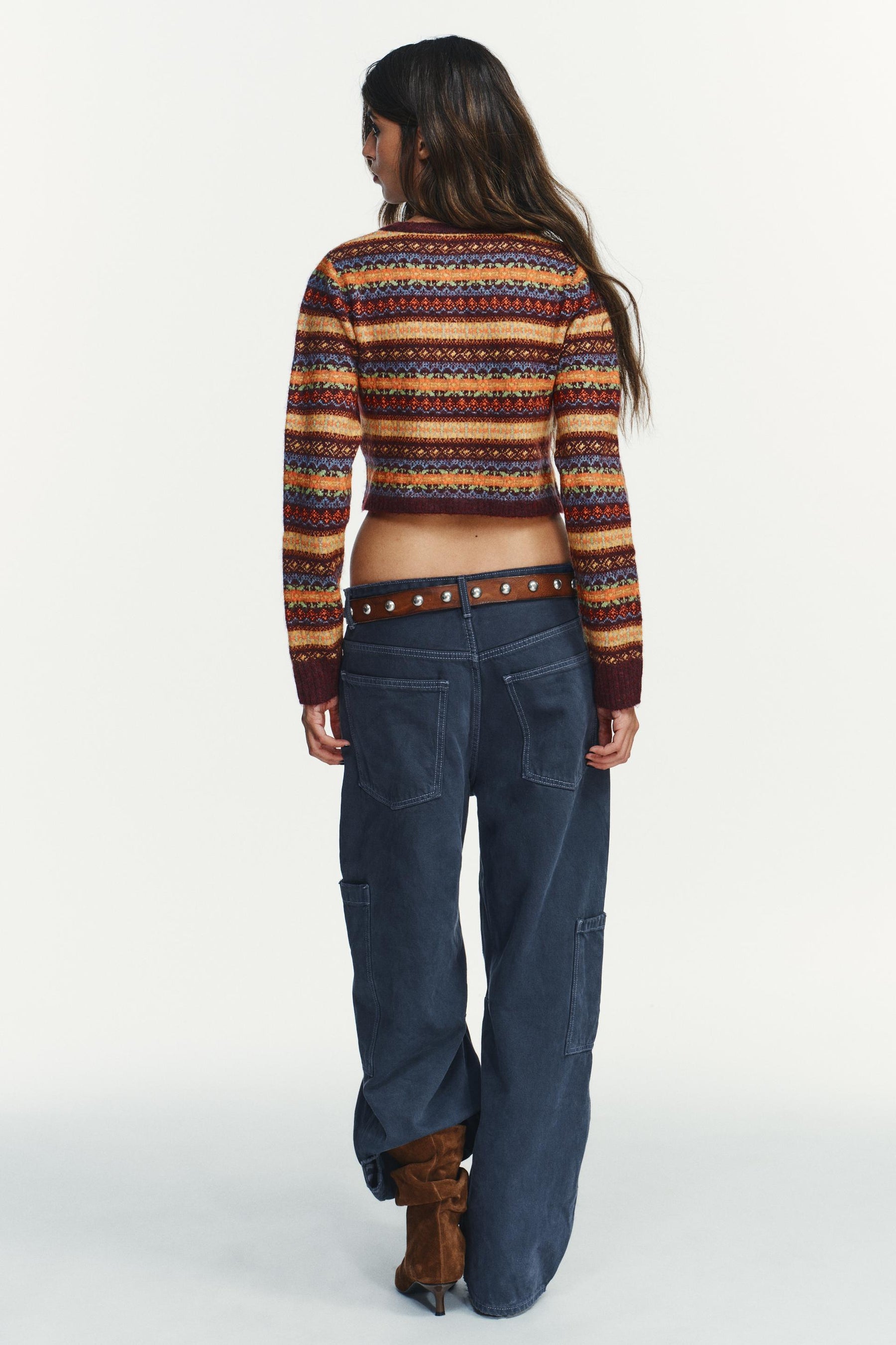 Kurzer Jacquard-Strickcardigan
