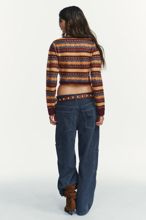 Kurzer Jacquard-Strickcardigan