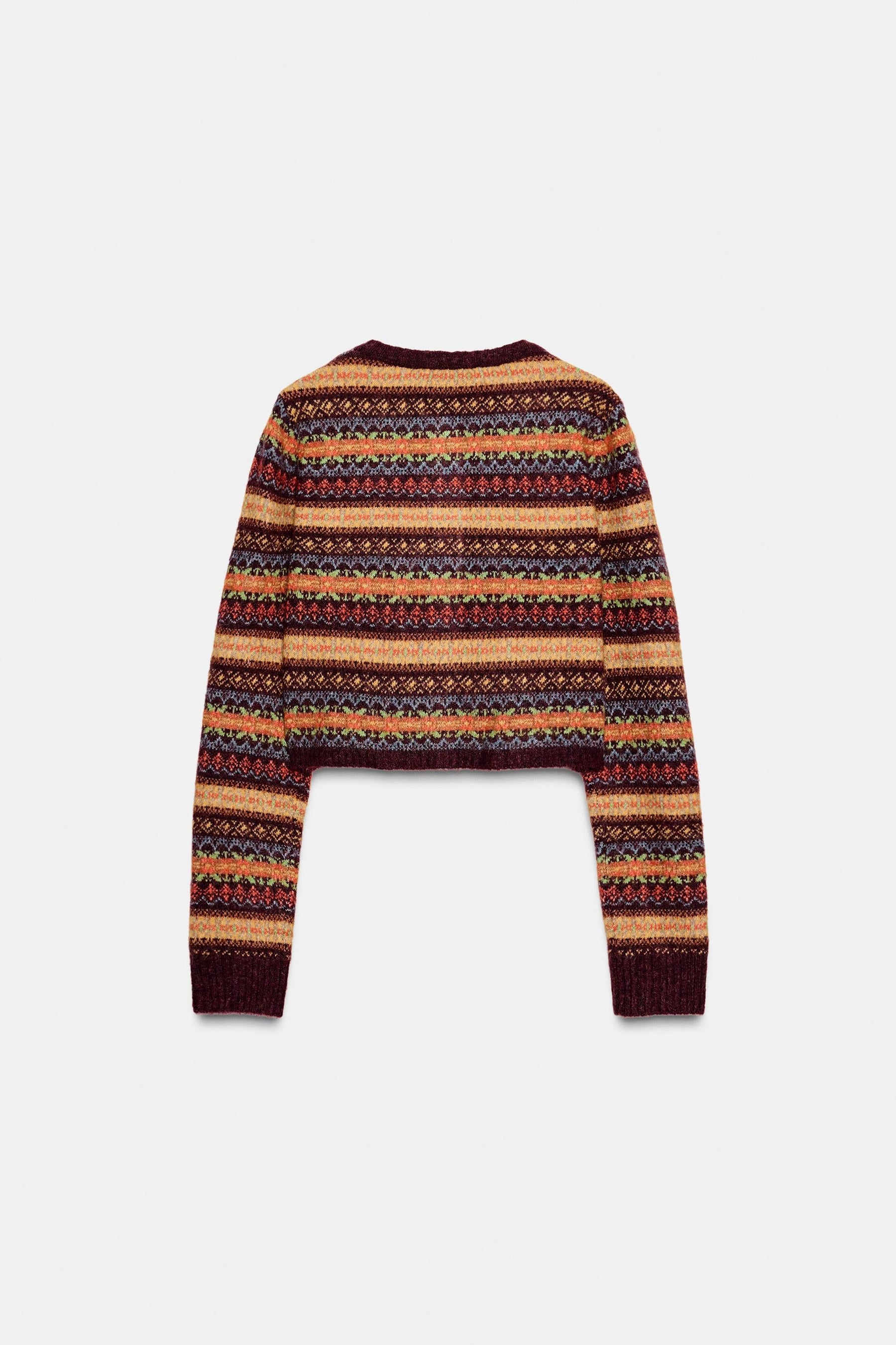 Kurzer Jacquard-Strickcardigan