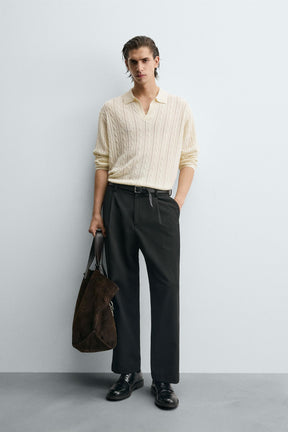 BRAIDED TEXTURE POLO SHIRT - Image 1
