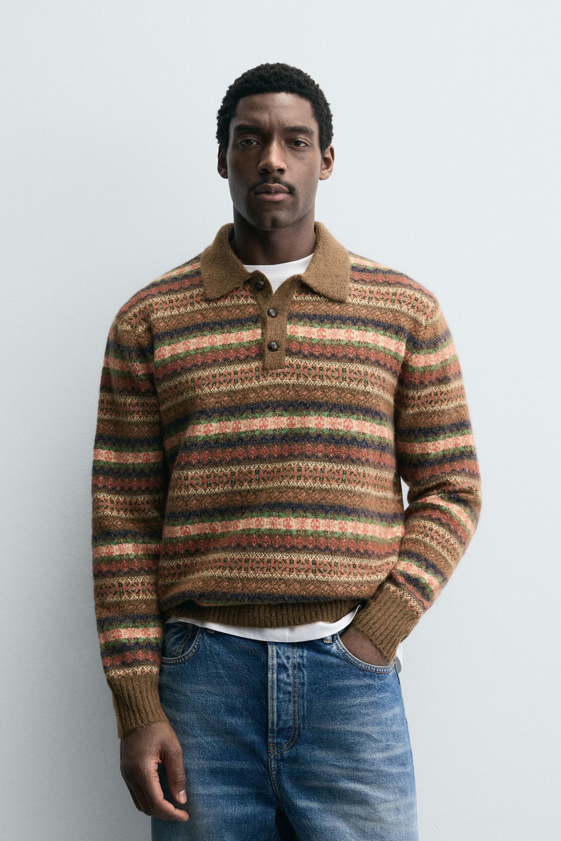 GEOMETRIC JACQUARD KNIT POLO SHIRT - Image 2