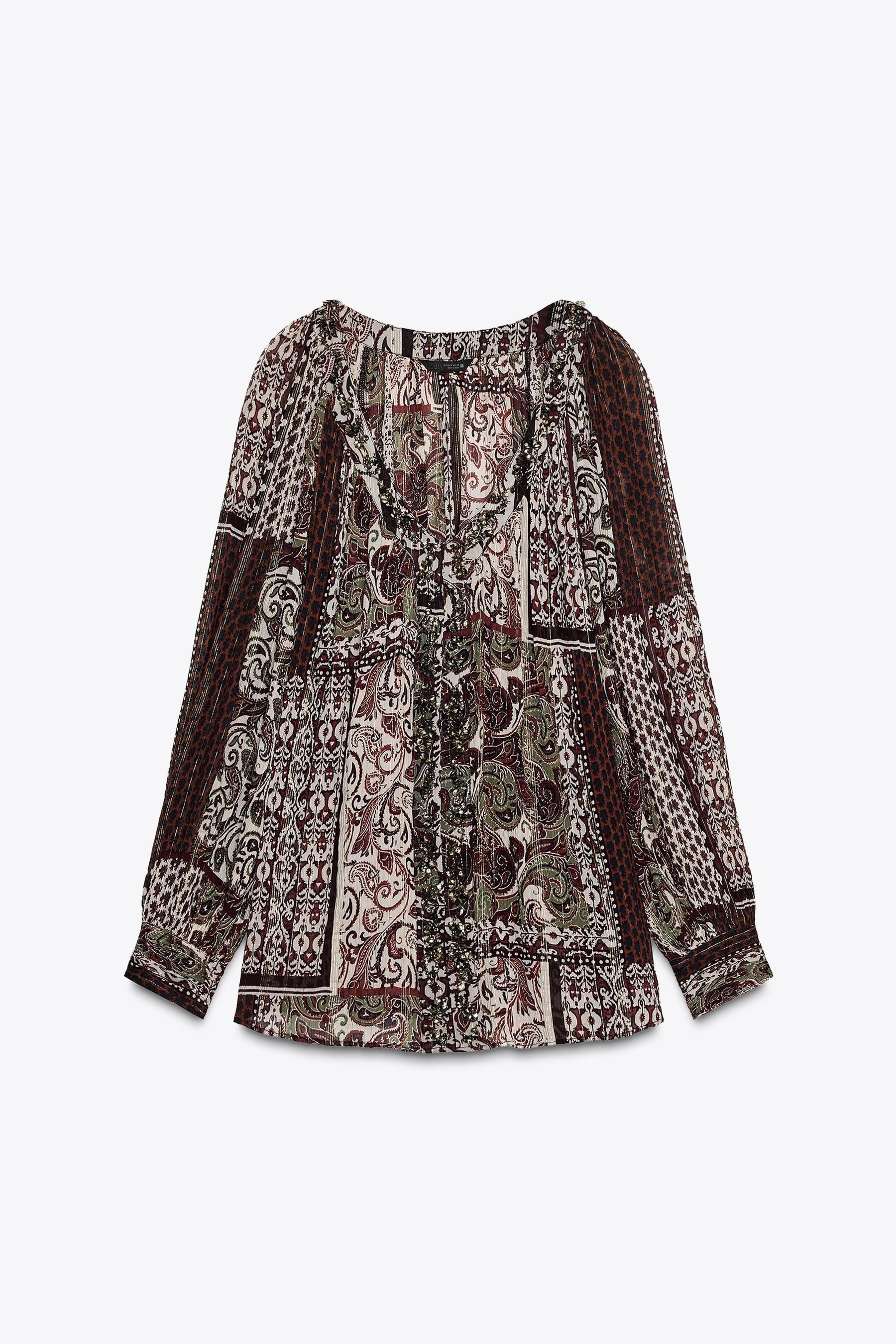 Beaded metallic thread blouse