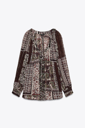 Beaded metallic thread blouse
