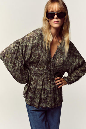 Bluse mit Metallic-Fadendruck
