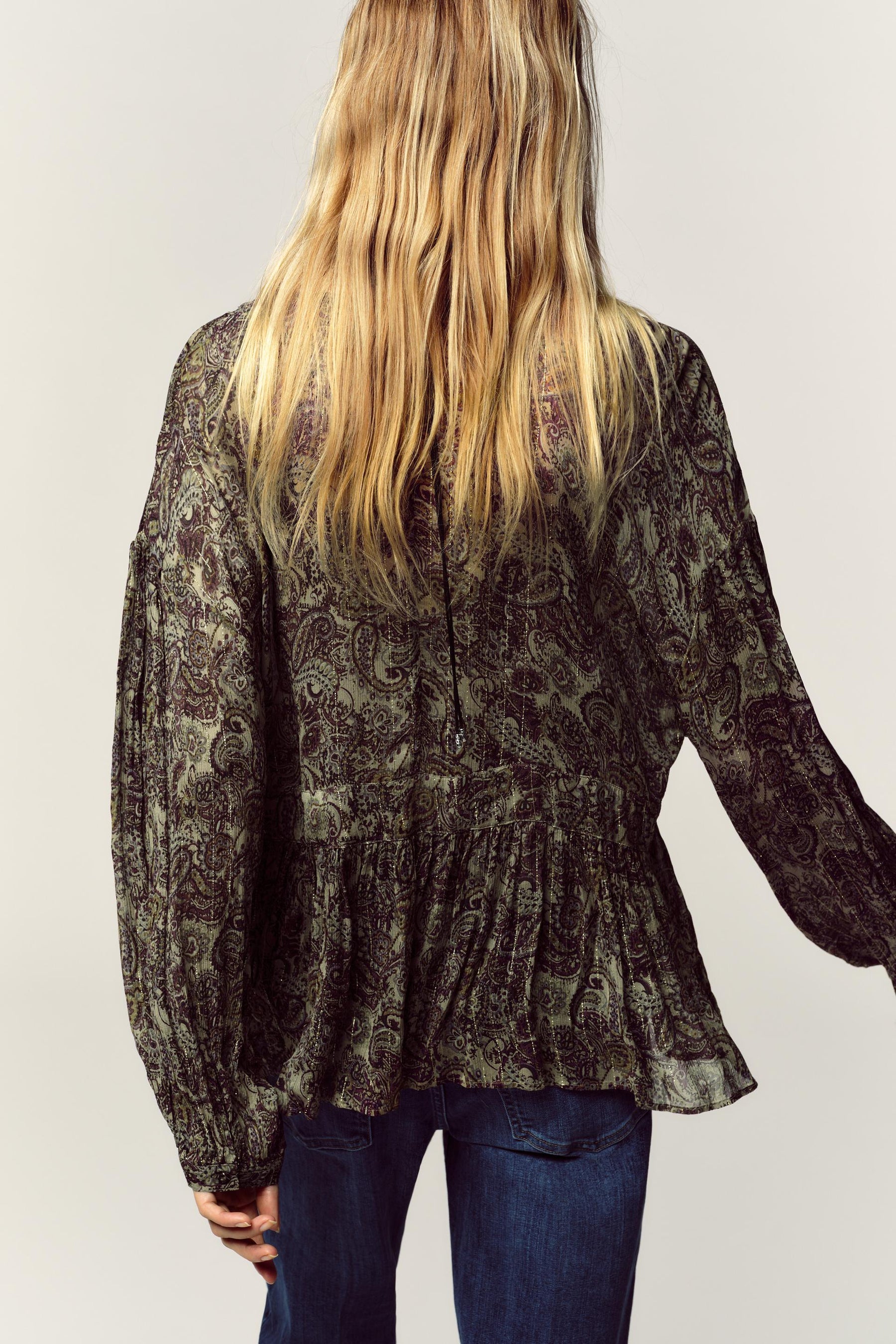 Bluse mit Metallic-Fadendruck