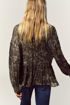 Bluse mit Metallic-Fadendruck