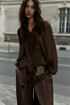 Ruffle-Trimmed Flowing Shirt