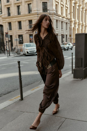 Ruffle-Trimmed Flowing Shirt