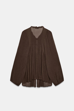 Ruffle-Trimmed Flowing Shirt