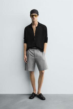 COTTON/LINEN BERMUDA SHORTS - Image 1