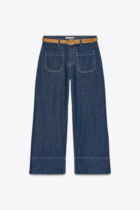 High-waist cropped jeans