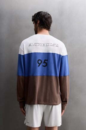COLOUR BLOCK LINEN - COTTON T-SHIRT - Image 3