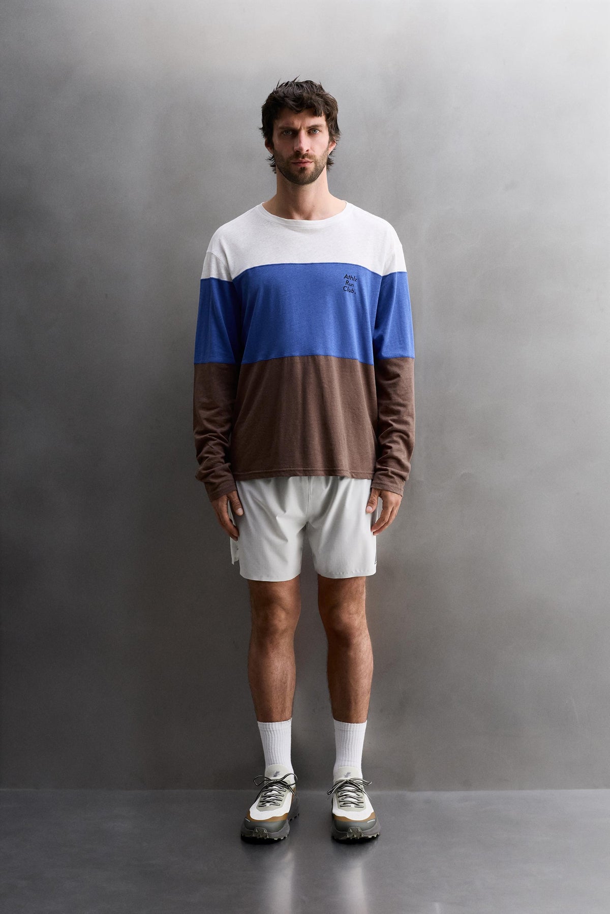COLOUR BLOCK LINEN - COTTON T-SHIRT - Image 1